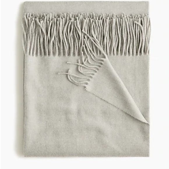 NWT -J. Crew Home Solid 100% Cashmere Throw - Grey